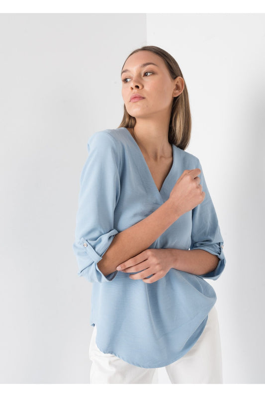 BLUSE MIT V-AUSSCHNITT